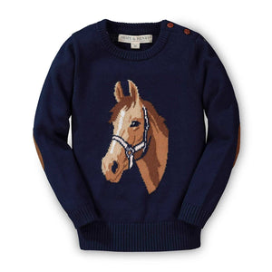 Horse Intarsia Pullover Sweater