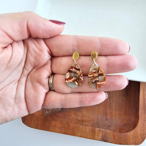 Leah Earrings - Seafoam & Rust // Fall, Jewelry, Gifts