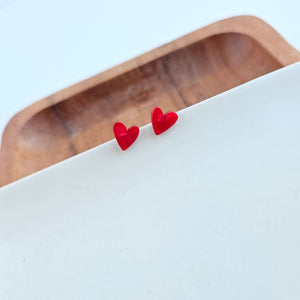 Hand Drawn Heart Studs - Red // Jewelry, Earrings, Gifts