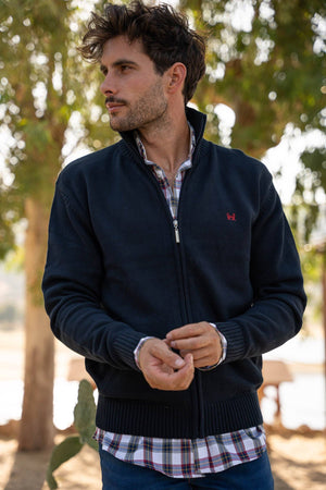 Reed Knit Full Zip - Navy