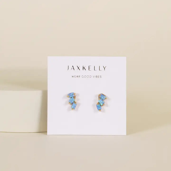 Offset Trio Studs - Fire Opal