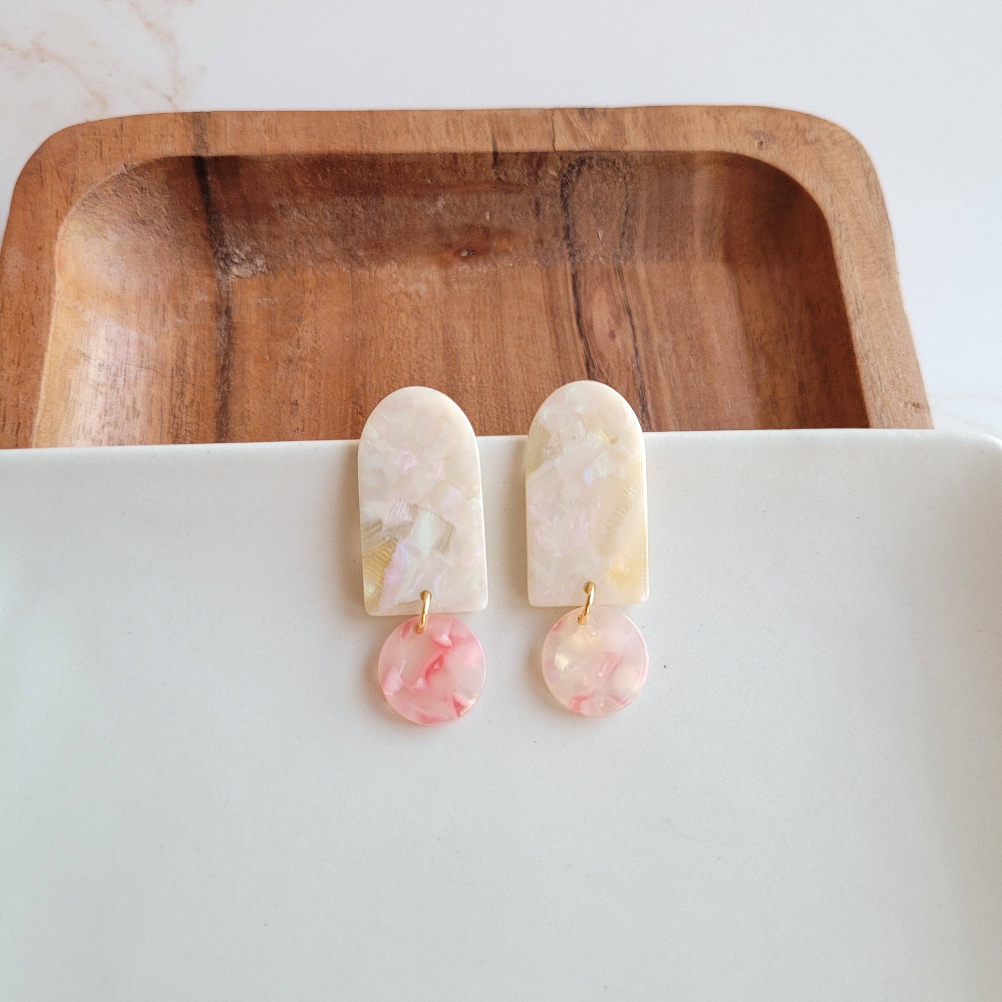 Rory Earrings - Cream & Coral // Fall, Jewelry, Gifts