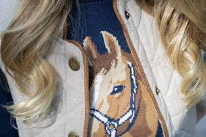 Horse Intarsia Pullover Sweater