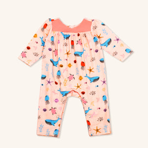 Ocean Wrap Neck Baby Girl Jumpsuit (Organic Cotton)