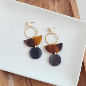 Wren Earrings - Walnut & Black // Fall, Jewelry, Gifts