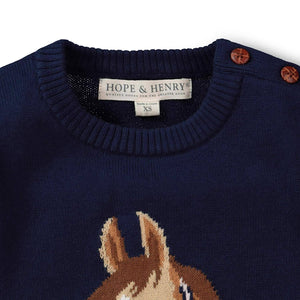 Horse Intarsia Pullover Sweater