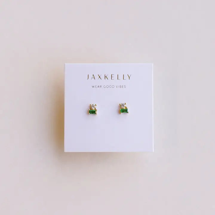 Double Stack Studs - Emerald