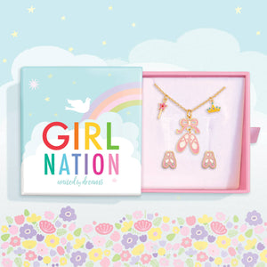 Charming Whimsy Necklace & Earring Gift Set- Ballet Shoes