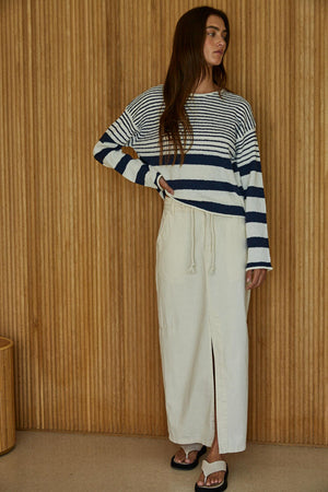 Elias Spring Striped Sweater - Navy