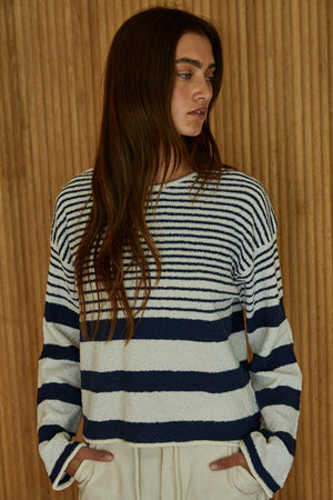 Elias Spring Striped Sweater - Navy