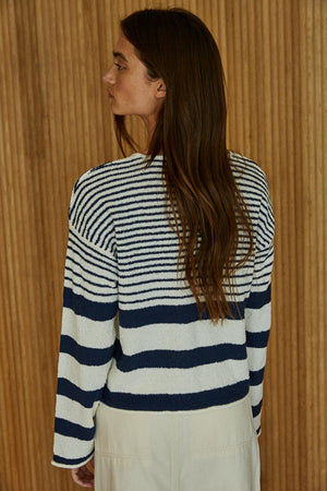 Elias Spring Striped Sweater - Navy