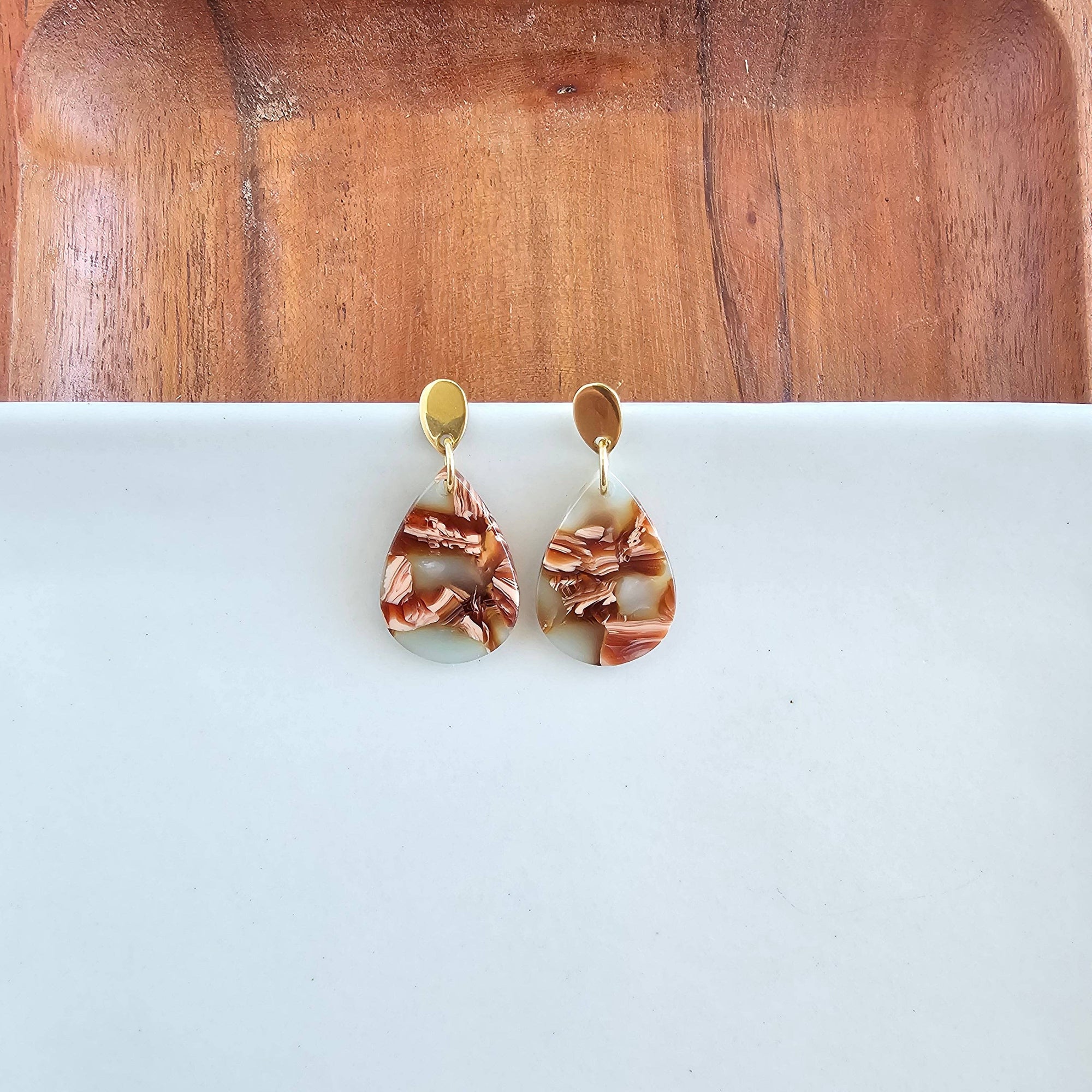 Leah Earrings - Seafoam & Rust // Fall, Jewelry, Gifts