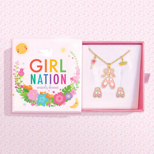 Charming Whimsy Necklace & Earring Gift Set- Ballet Shoes