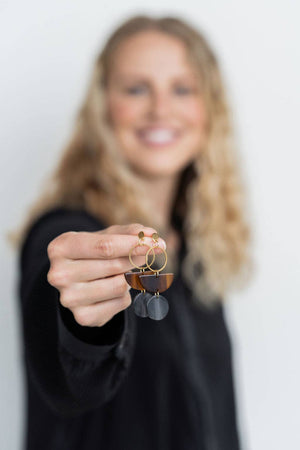 Wren Earrings - Walnut & Black // Fall, Jewelry, Gifts