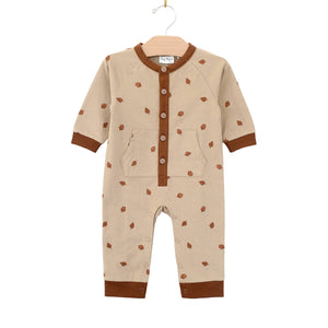 Raglan Long Leg Romper- Pecan Acorns