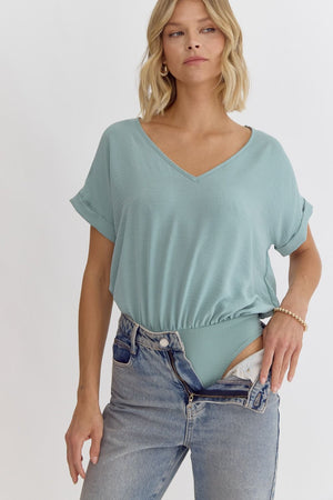 Marena Short Sleeve Bodysuit - Aloe