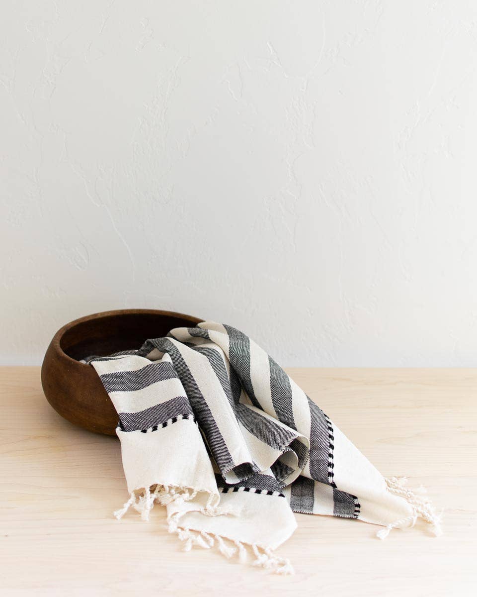 Extra Soft&Highly Absorbent Cream Striped Cotton Tea Towel, Hand